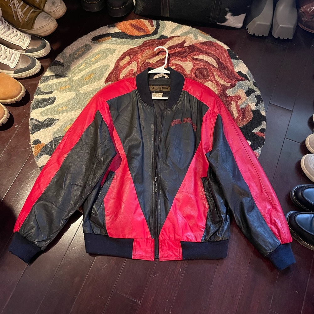 80s Red and Black Leather Jacket